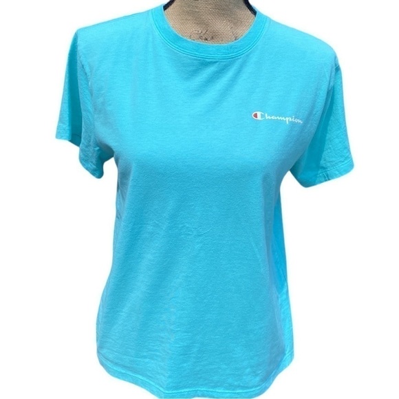 Champion- Sea Green Crewneck Short Sleeved Cotton Shirt- size M - Picture 1 of 5